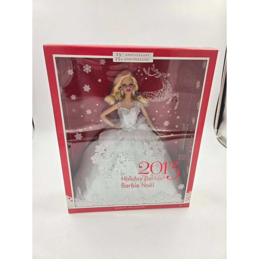 Mattel 2013 Holiday Barbie 25th Anniversary Collector Doll X8271 NIB Silver Gown